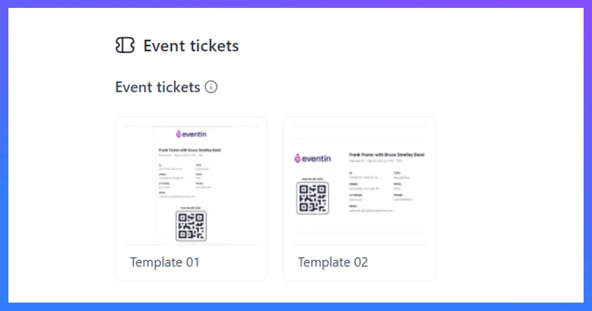 event ticket template in eventin event management plugin