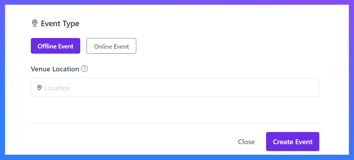 select event type in eventin event management plugin