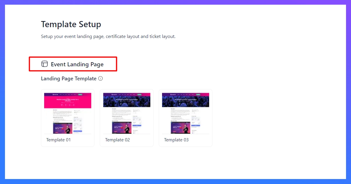 template setup in eventin event management plugin