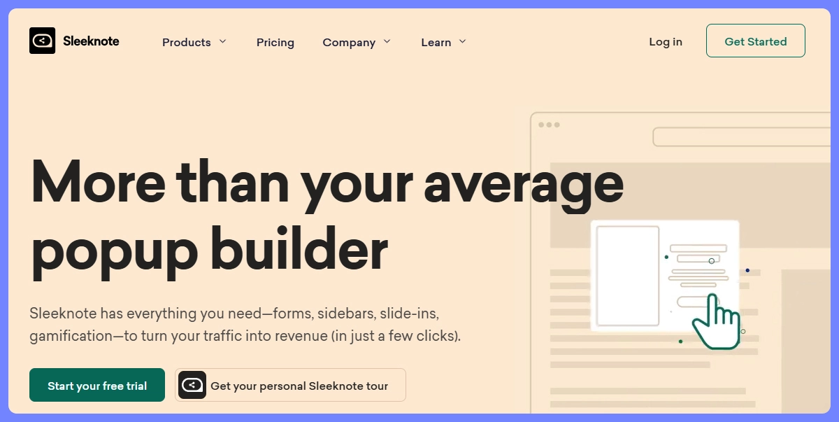 sleeknote popup marketing plartform