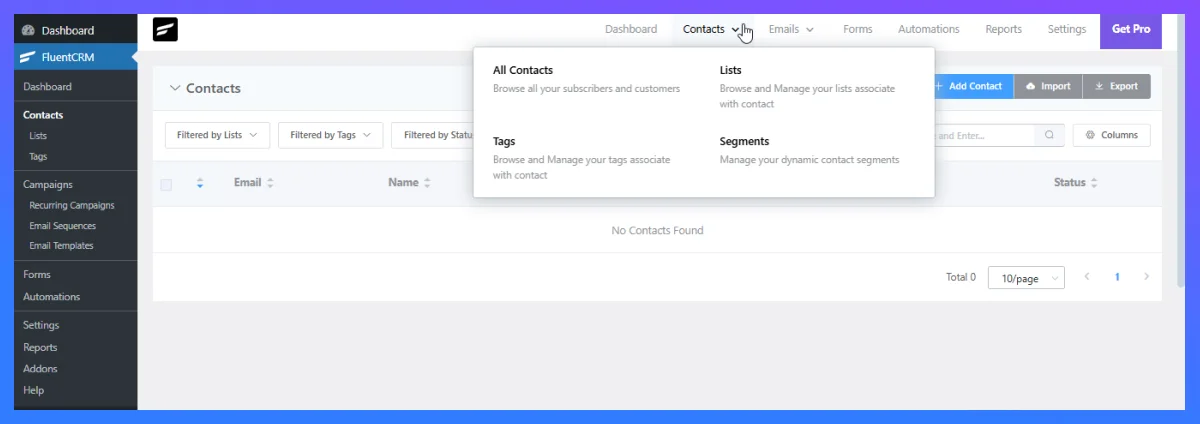 fluentcrm initial setup and configuration