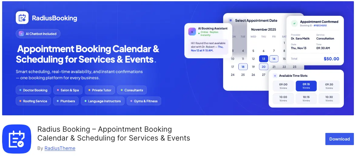 radius booking for services and events