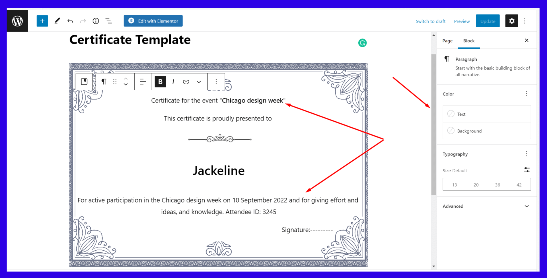 Certificate template