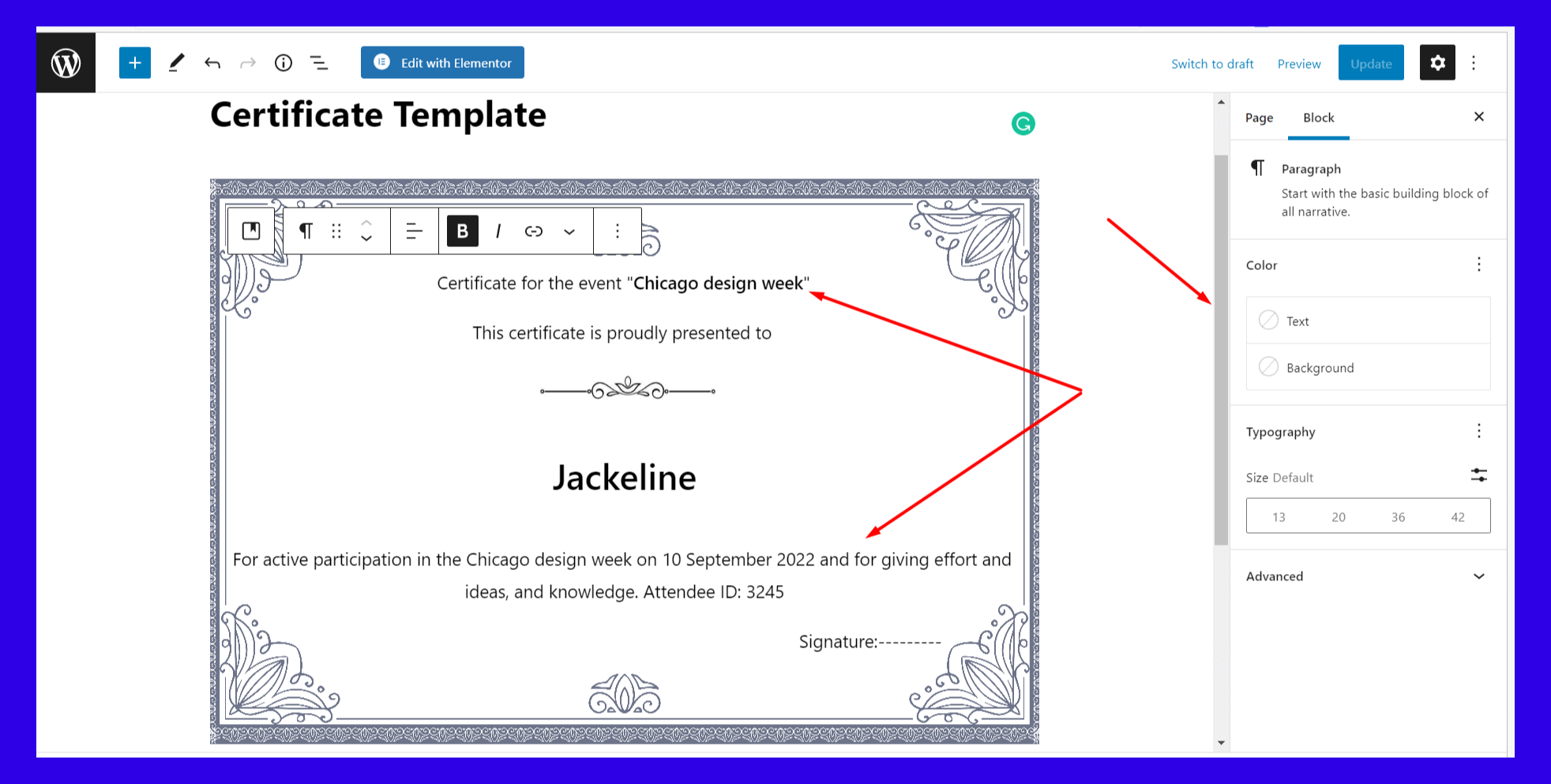 Certificate template
