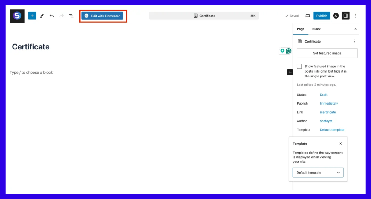Create a Certificate Using Elementor Page Builder