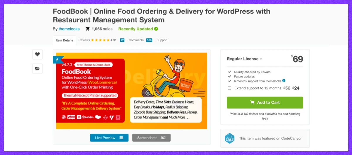 foodbook restaurant menu plugin for wordpress