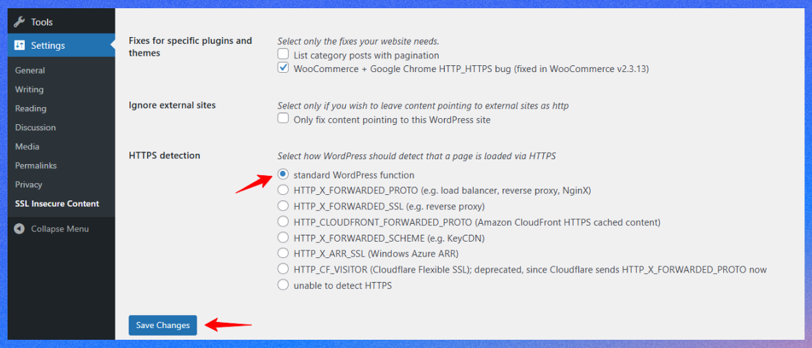 HTTPS detection setting