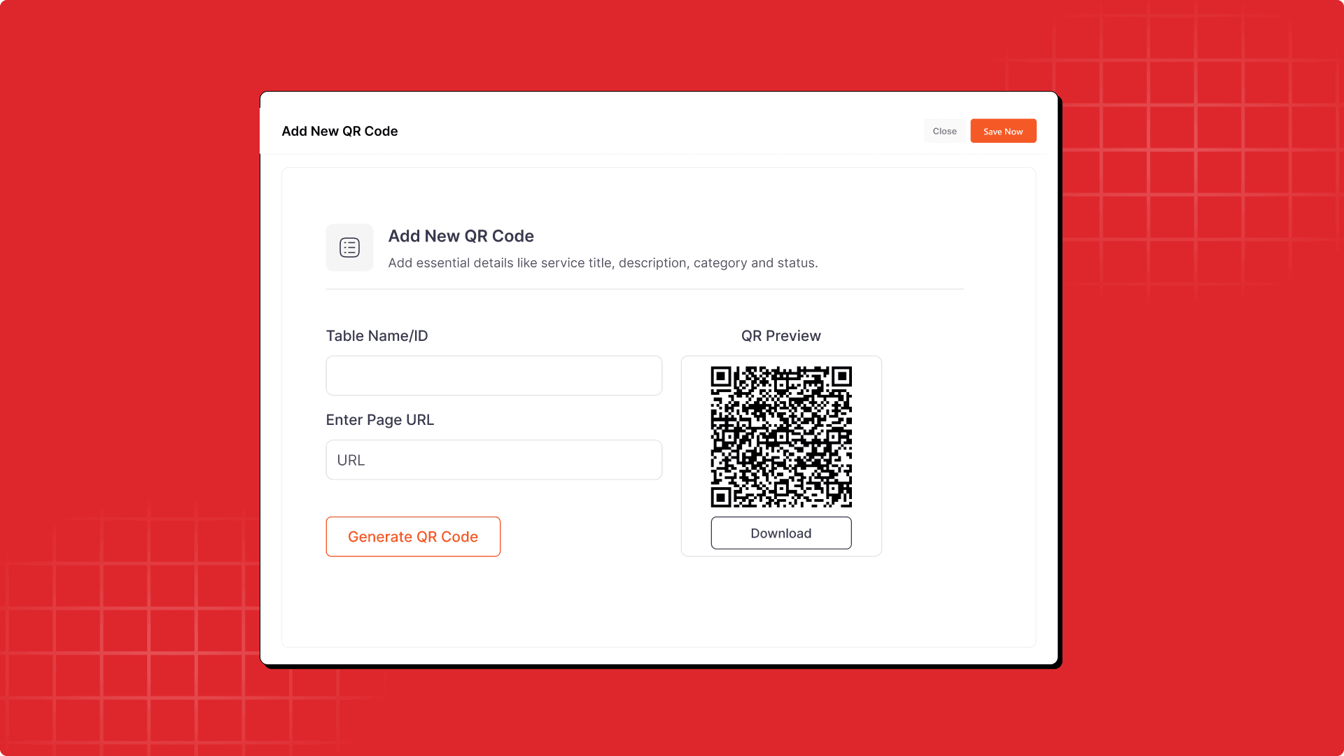 Instant QR code generation for download