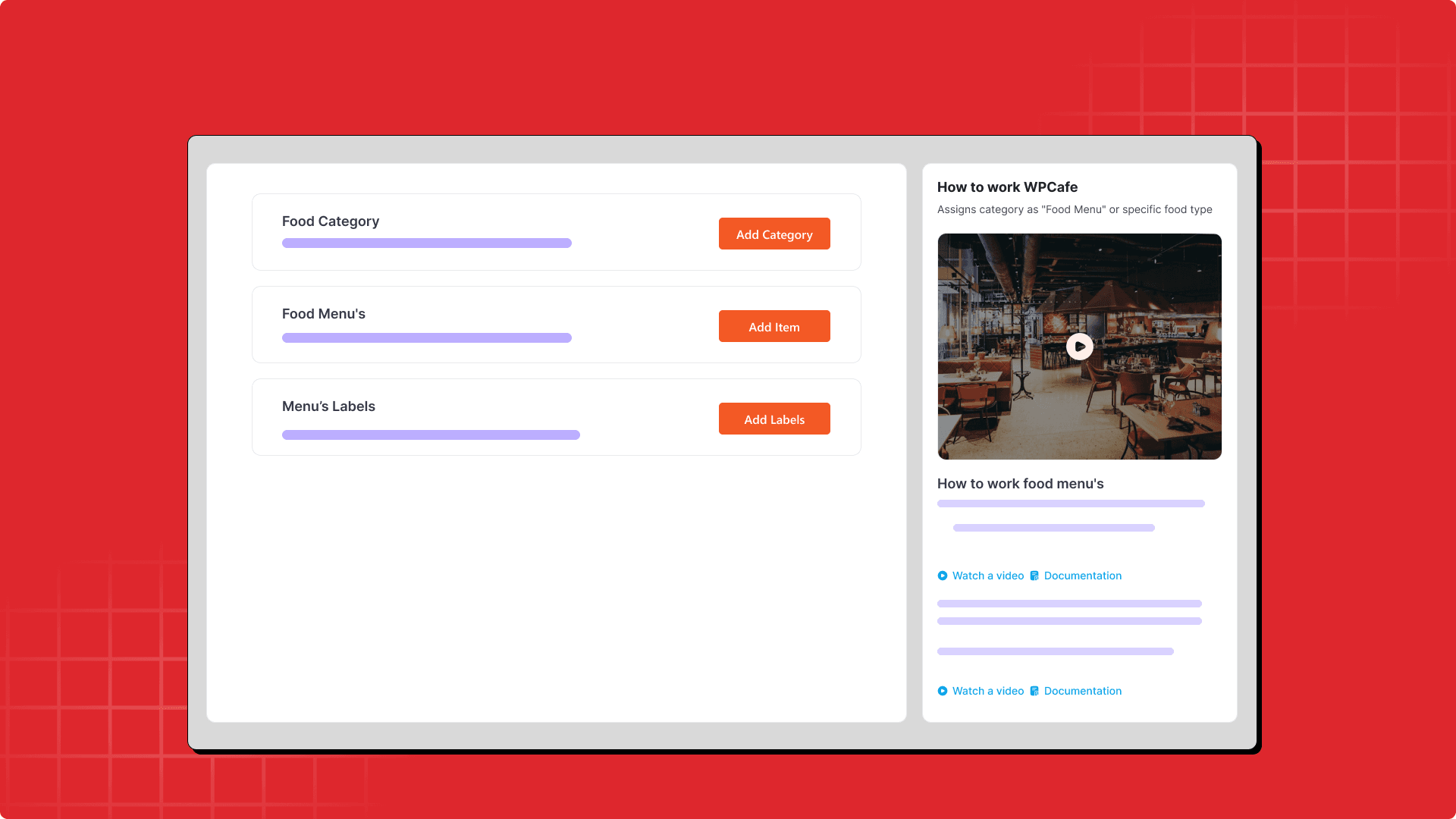 Redesigned food menu with easy-to-browse