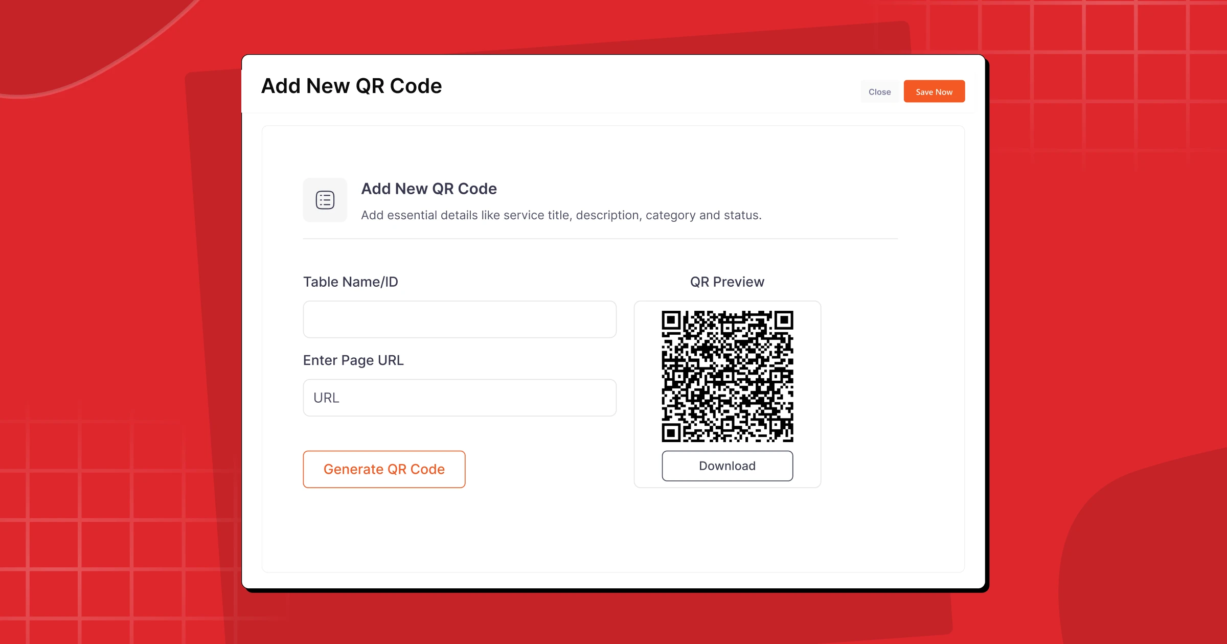 Instant QR code generation for download
