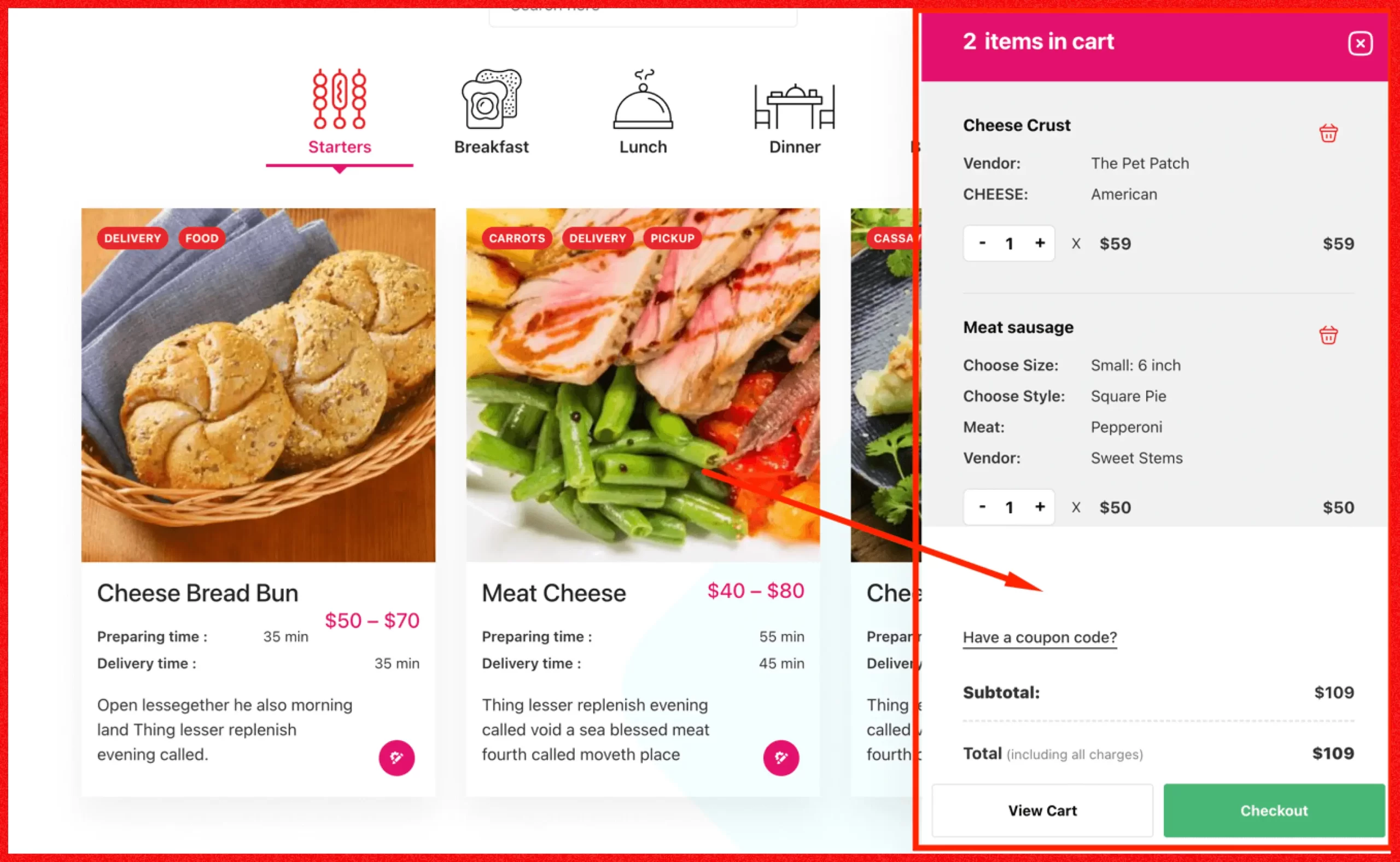 easy checkout flow when ordering