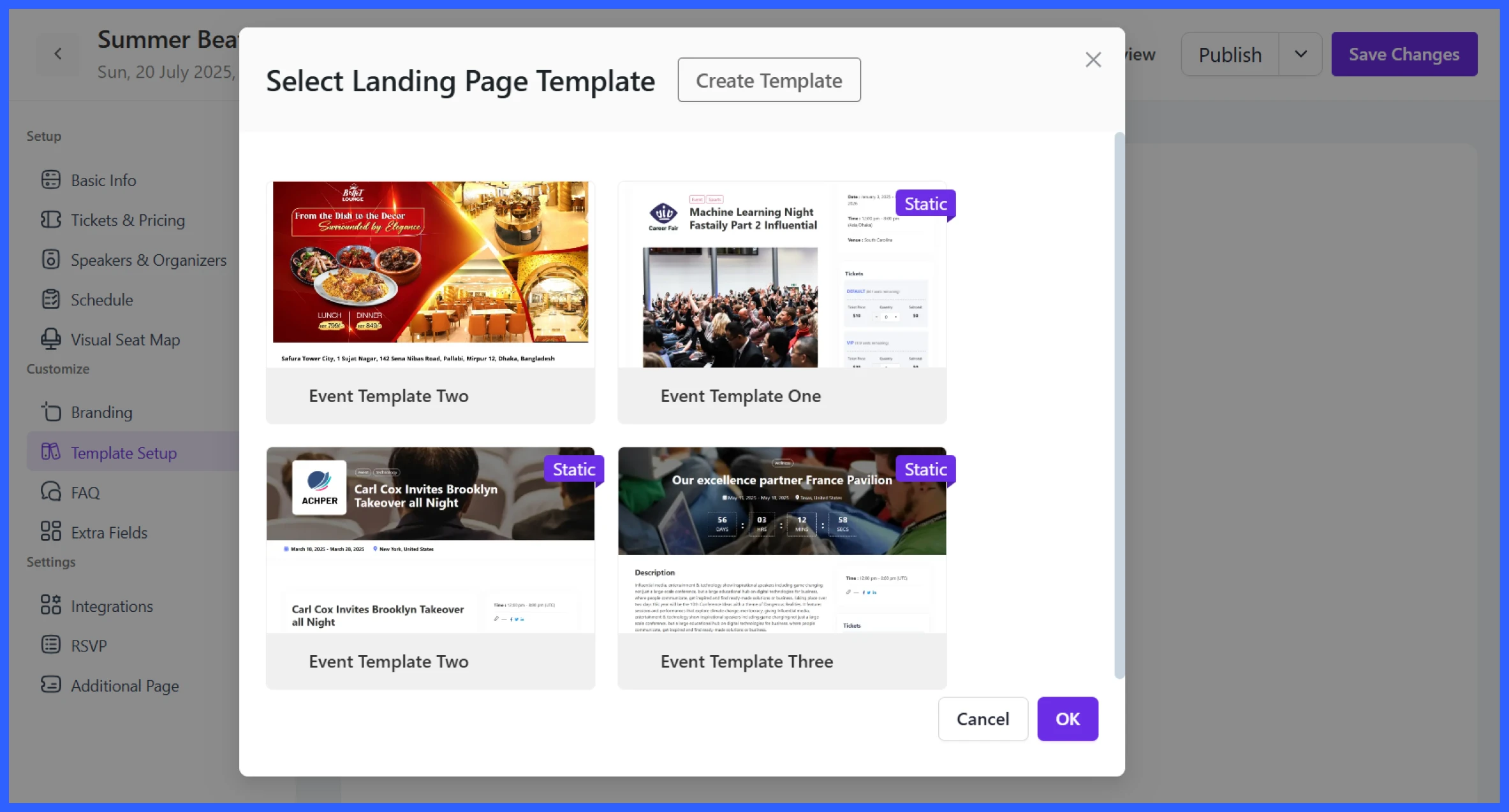 Concert landing page