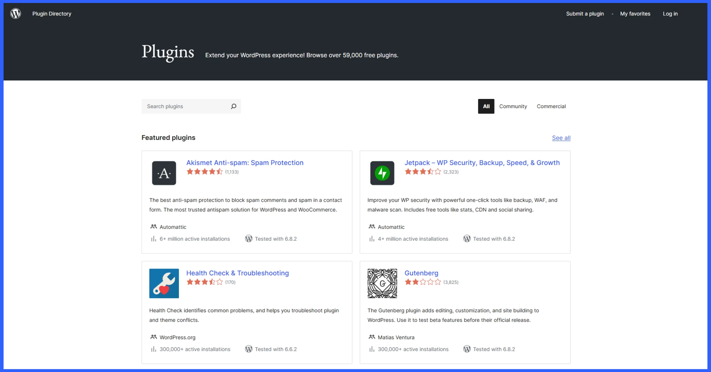 WordPress plugins active installations