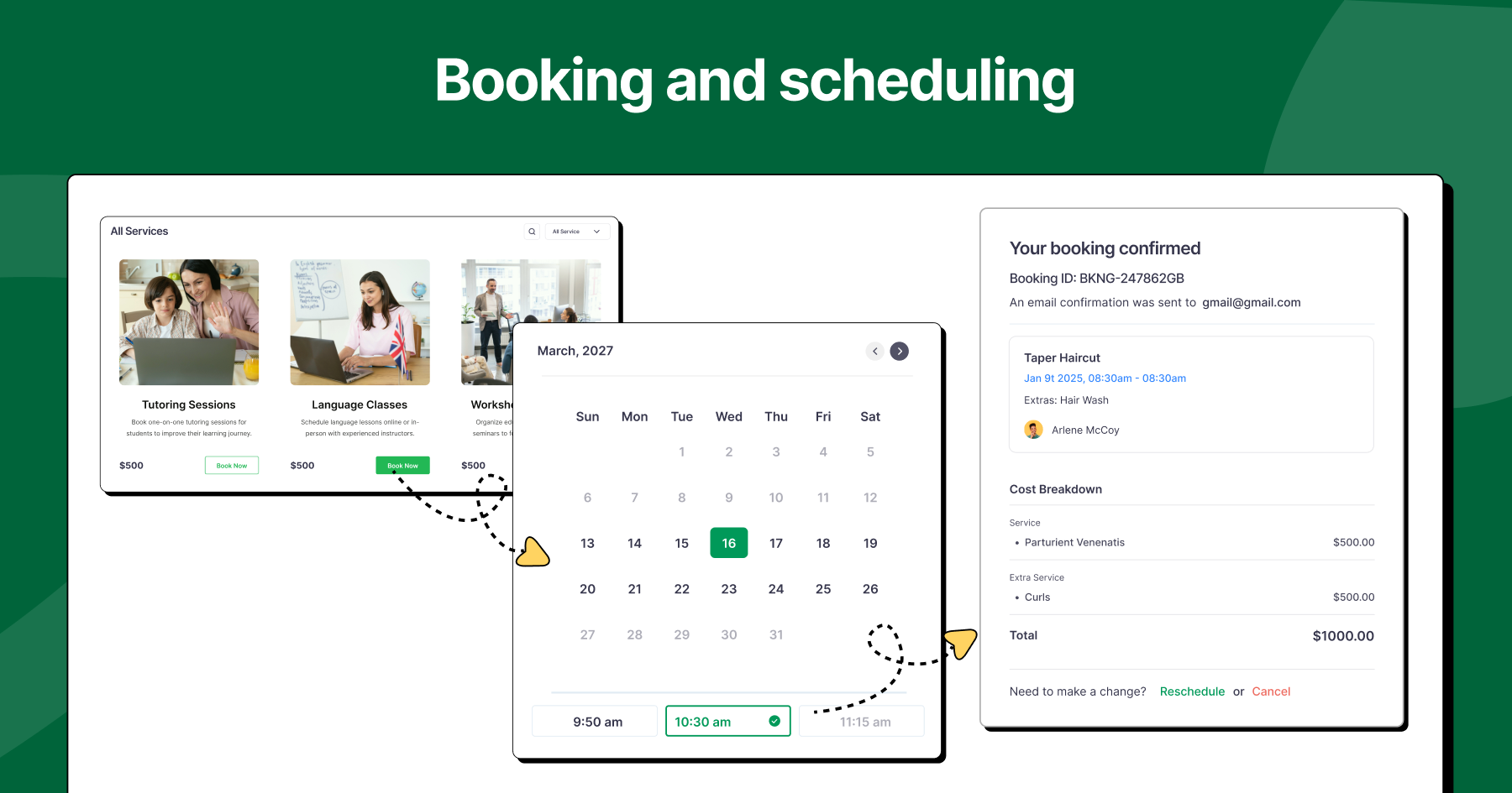 Booking and scheduling