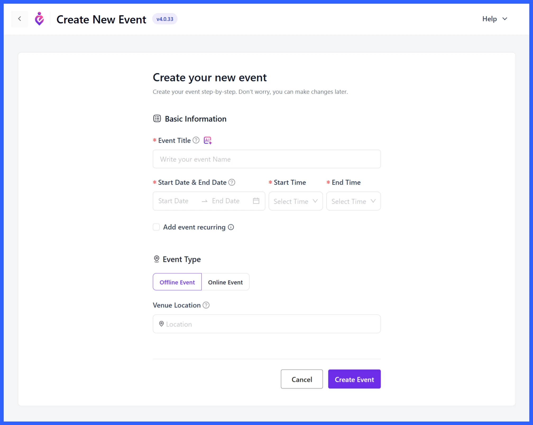 Create your concert event