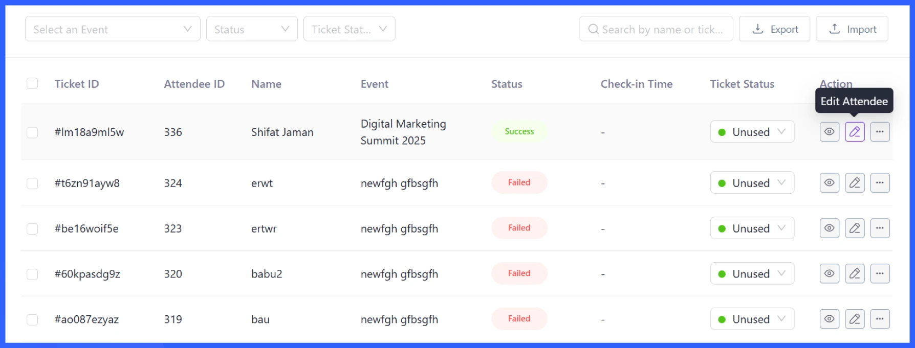 Manage attendees