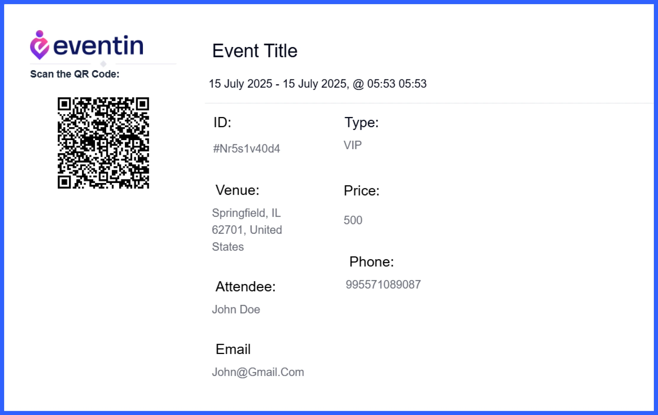 Event code with QR code