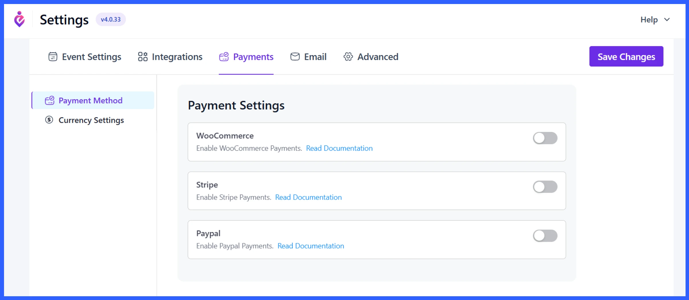 Payment settings