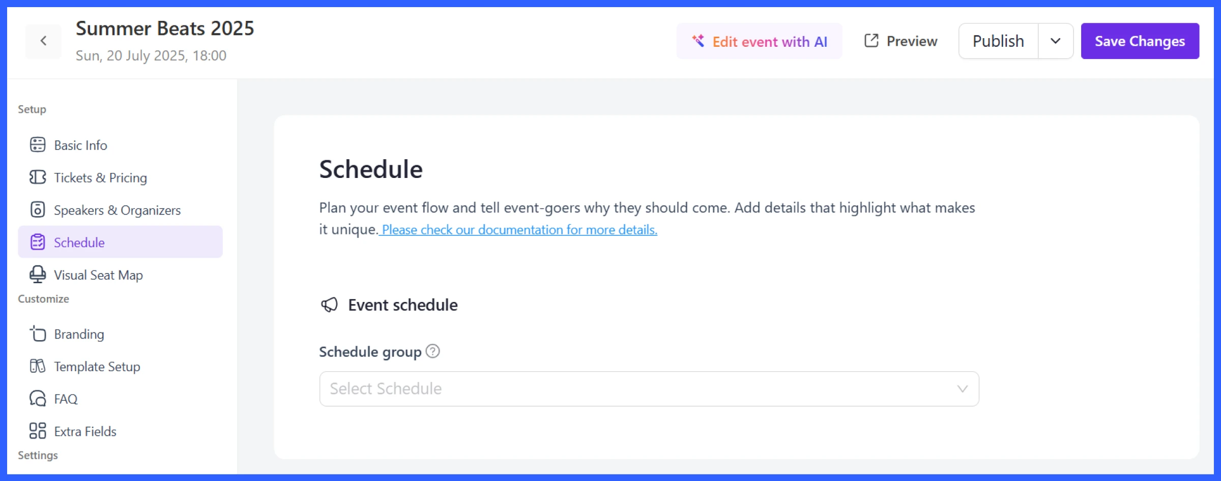 Add the concert schedule