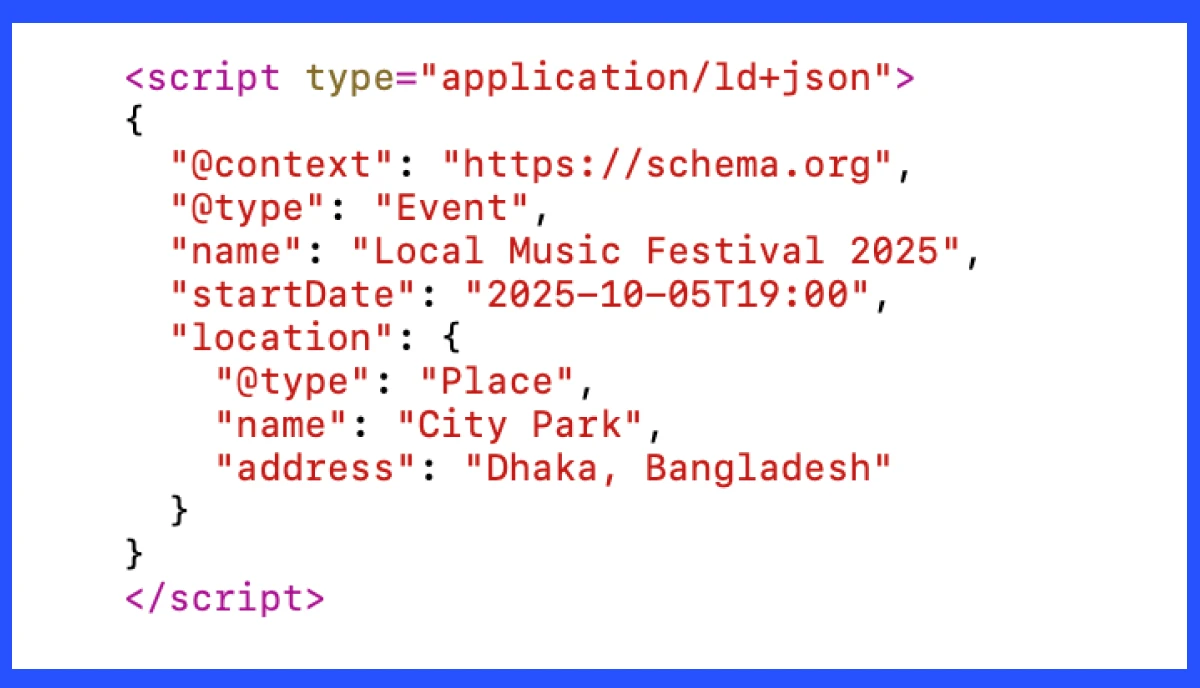 What is schema markup for an event?