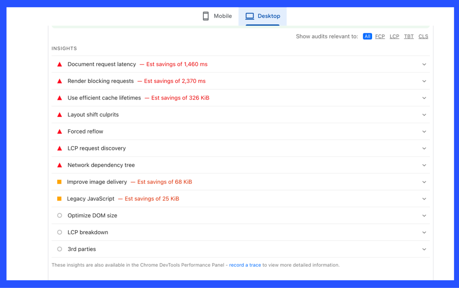 Google PageSpeed Insights recommandation