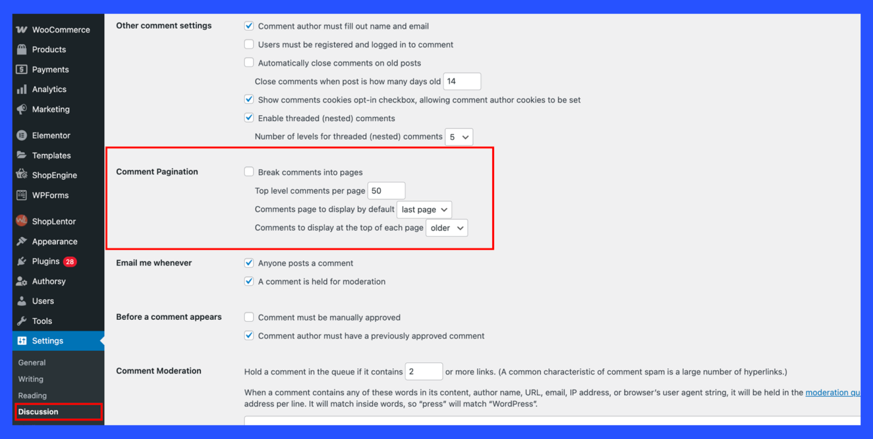 WordPress pagination comment
