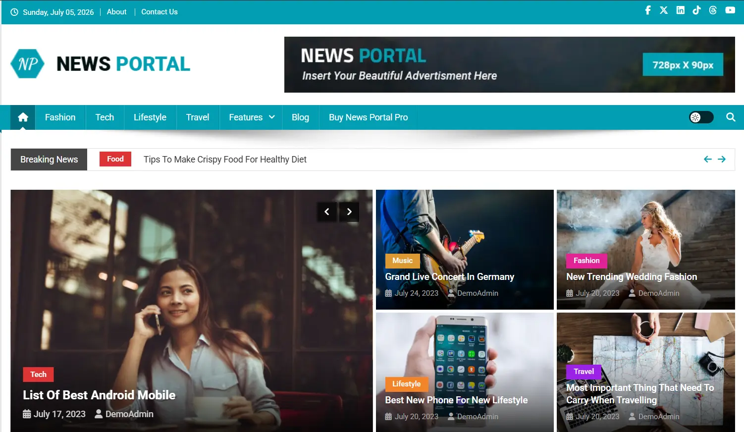 news portal best free theme for news and magazine