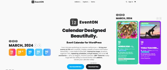 EventON free version is best for design focus calendars
