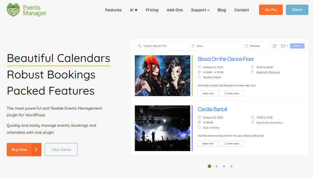 Events Manager free version for flexible booking and locations