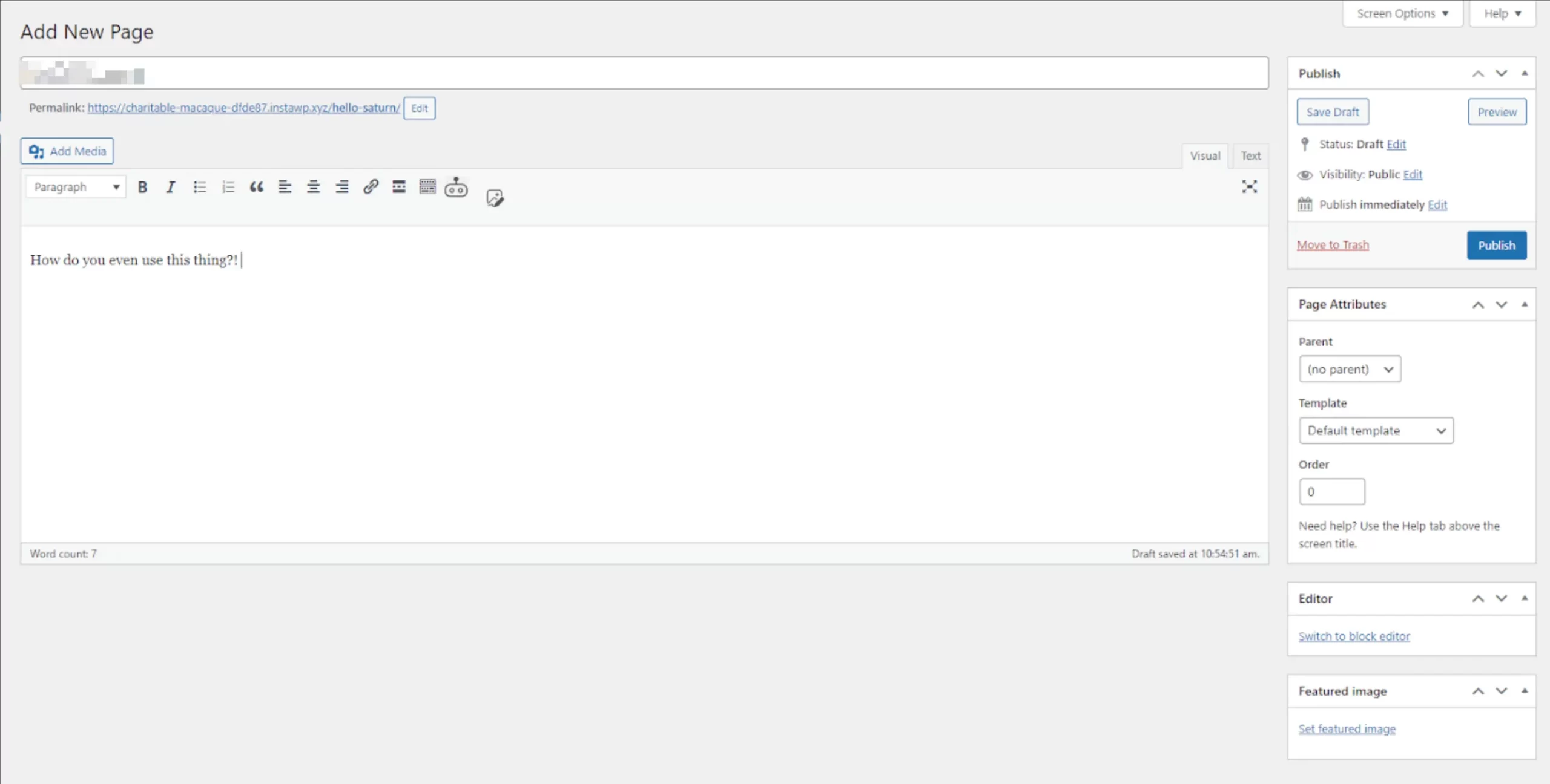 WordPress Classic editor