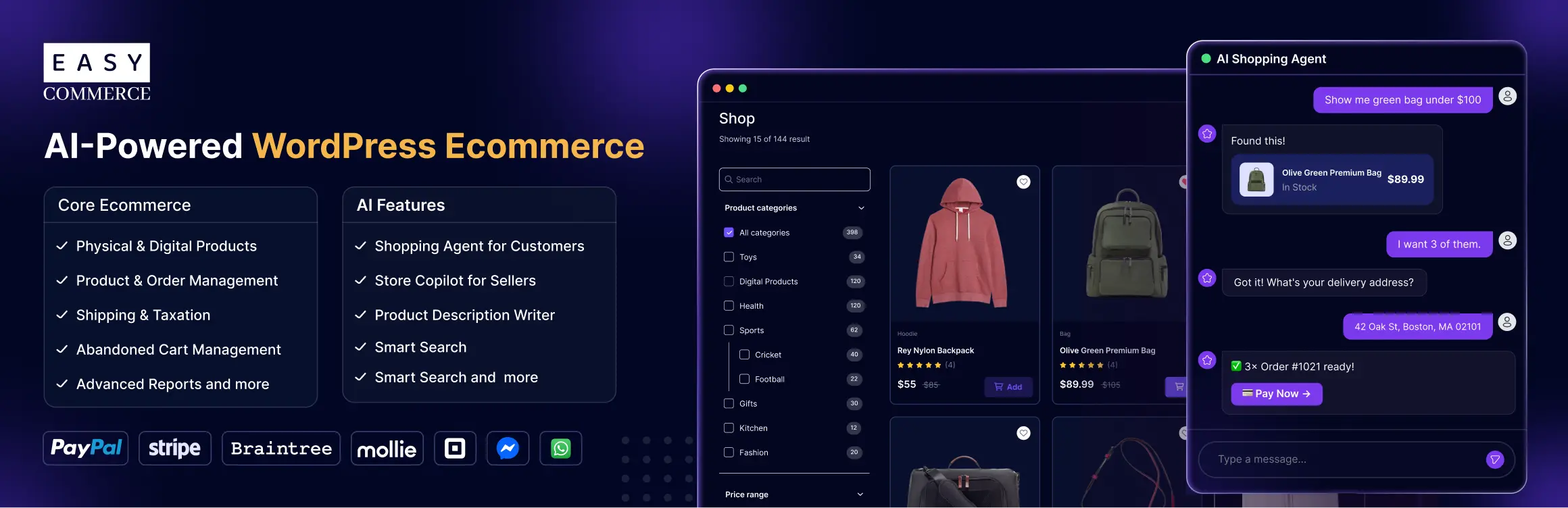 EasyCommerce, an AI-powered eCommerce plugin for WordPress