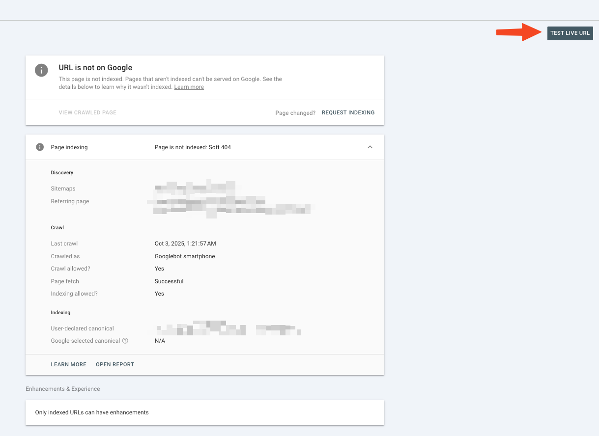 How to test a live URL for indexability: