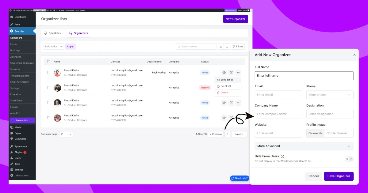 Speakers & Organizers list