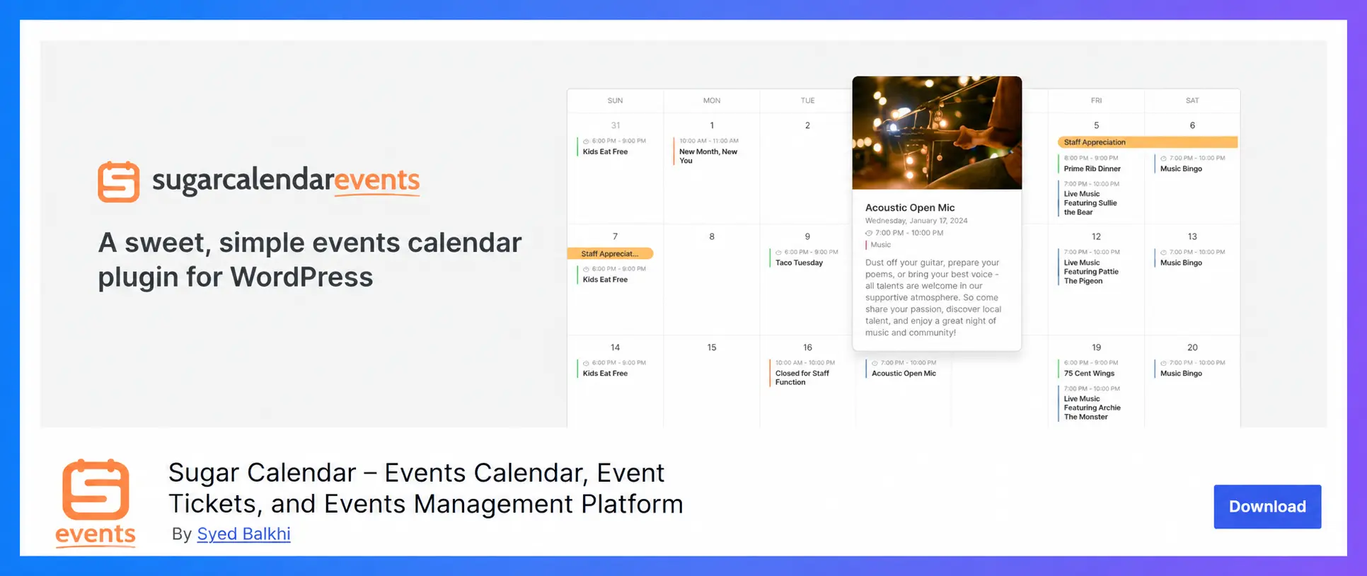 Sugar Calendar Events Calendar