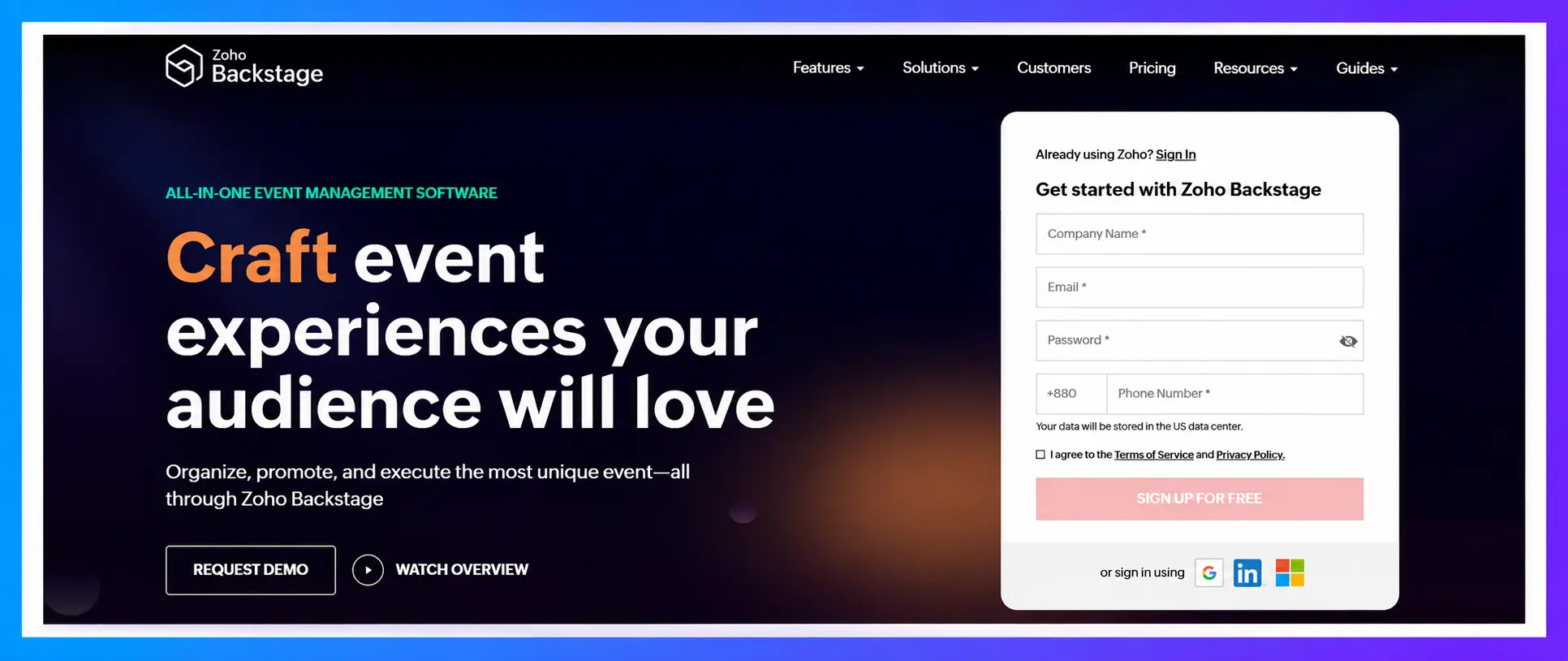 Zoho Backstage event management software