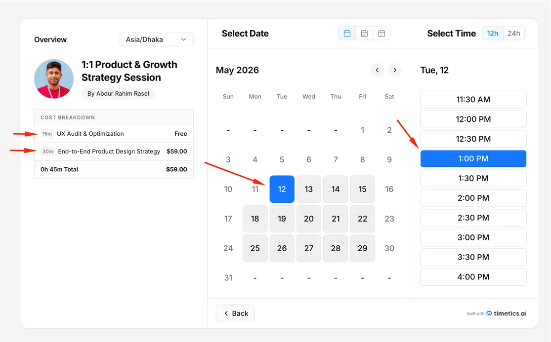 Step 3:  The Client Picks a Date and Time