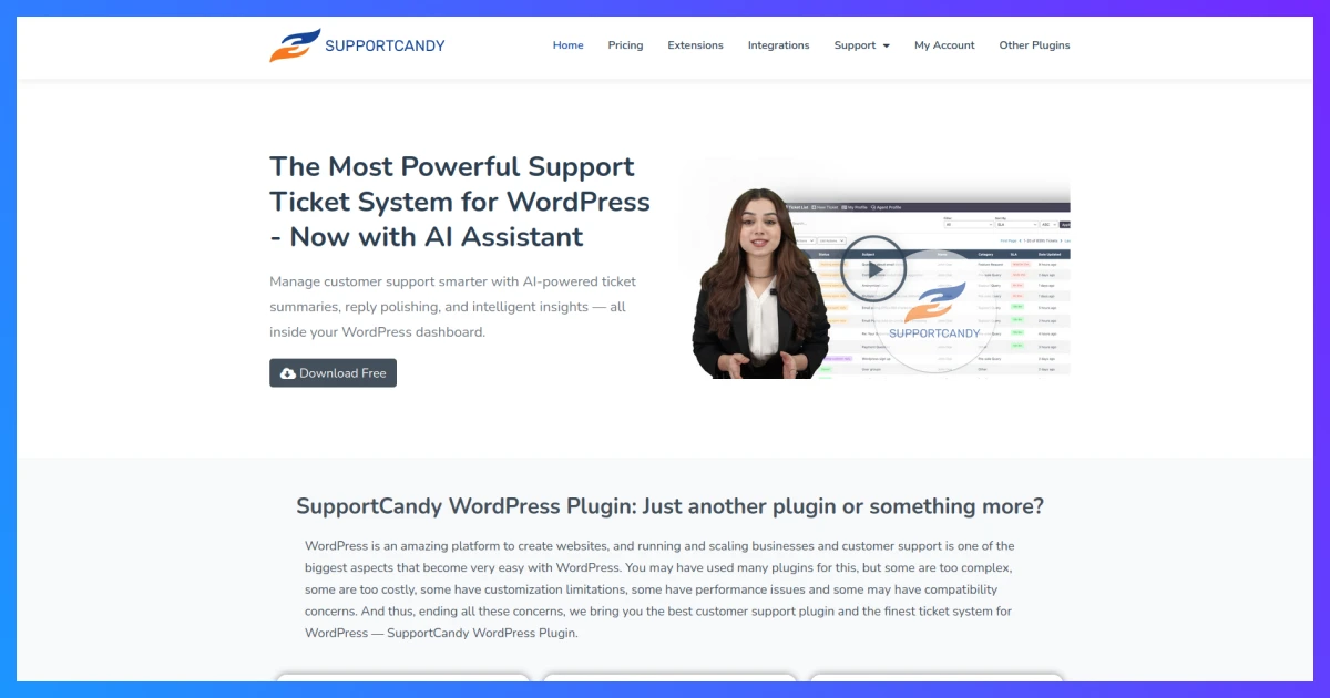 SupportCandy WordPress helpdesk plugin
