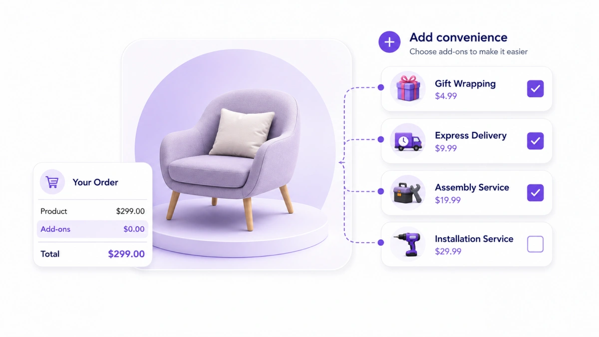 conveniece add ons increase aov in woocommerce