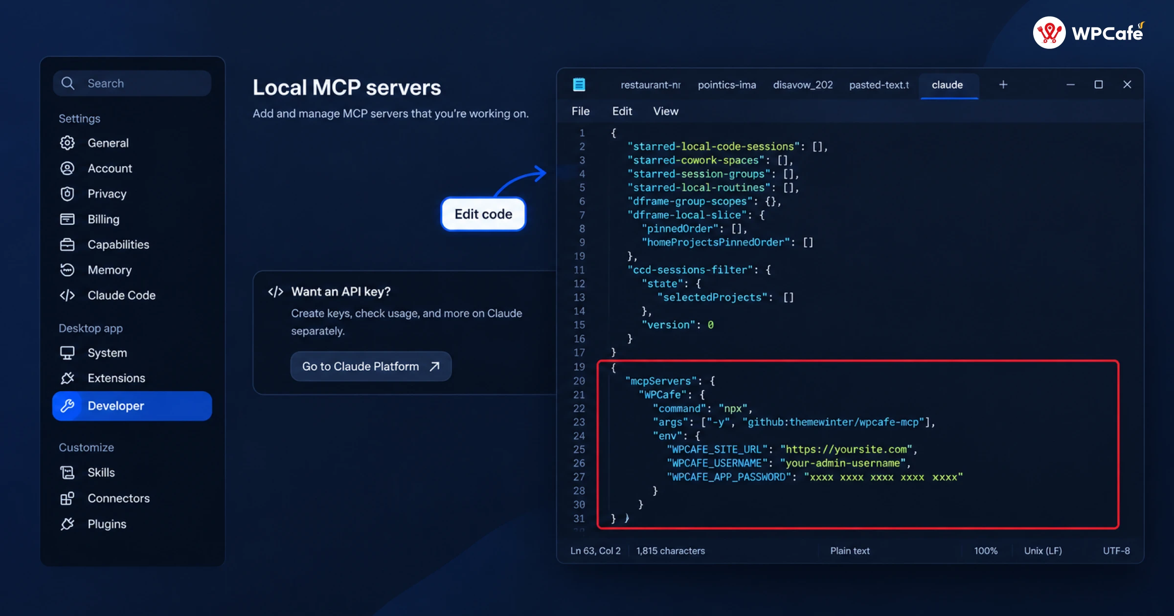How to add WPcafe MCP with AI Assistant